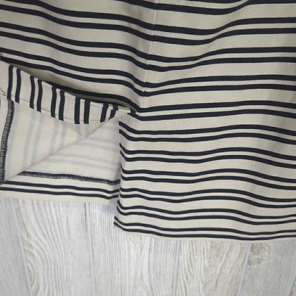 Loft Womens Size 6 Skirt Black Cream Stripe Back Zipper Slit Cotton Stretch NWT - Picture 5 of 8